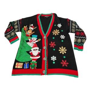 United States Sweaters Ugly Christmas Sweater Oversized Cardigan Santa 3-D